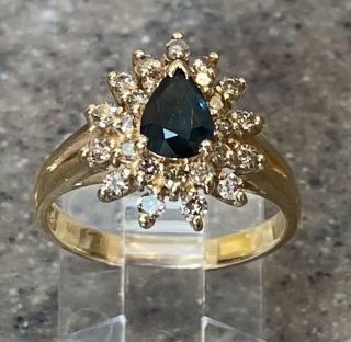 Vintage BH Effy 14K Yellow Gold Natural Sapphire & Diamond Cocktail Ring 6