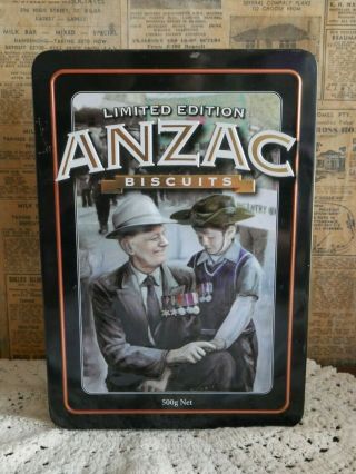 Collectable 2009 Limited Edition Unibic Anzac Biscuit Tin War Hero With Grandson