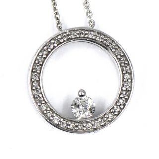 Vintage Effy Diamond Eternity Pendant Necklace 14k White Gold Designer Signed