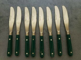 8 Knives Set W.  F.  Mardi Gras Green Pattern - Washington Forge - Stainless Steel -