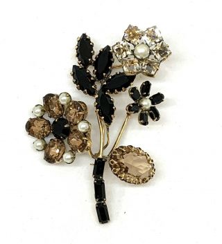 Vintage Unsigned Schreiner Double Trembler Flower Pin Brooch