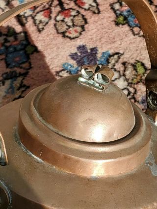 Aafa Signed NjAE Antique Copper Kettle Tea Pot primitive dovetails EARLY FORGED 3