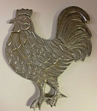 Large Rooster Trivet Silver Metal 11 Inch Country/farmhouse/rustic Kitchen Decor