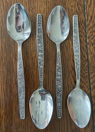 Antique Japanese Granada Rose Stainless Steel Spoons Set Of 4