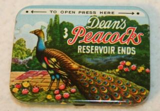 Deans Peacocks Reservoir Ends Condom Tin W/original 3 Condoms