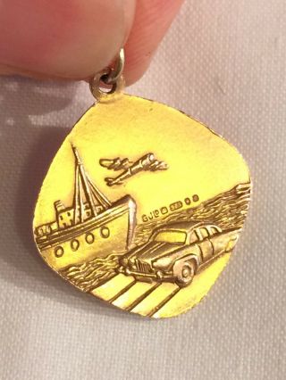 Vintage 4.  6g Georg Jensen 9ct Gold St.  Christopher Sea,  Air & Land Travel Medal
