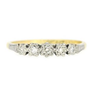 Edwardian Eight Cut Diamond Five Stone Ring In 18ct Yellow Gold And Platinum