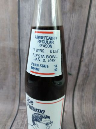 Penn State 1986 National Championship Coke Bottle Joe Paterno Football 2