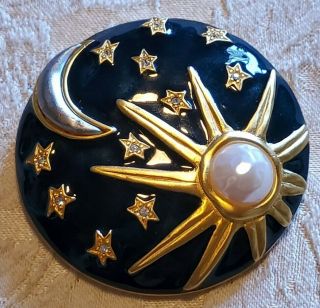 Karl Lagerfeld (chanel Designer) Sun Moon Stars Baroque Pearl Fashion Brooch Pin