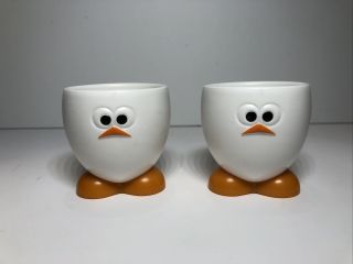 Set Of 2 Joie Chicken Chick Egghead Hard Boiled Egg Cup Holder Euc