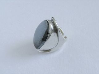 Vintage Bent Knudsen Sterling Silver & Hematite Ring - Bent K,  Denmark 1960 