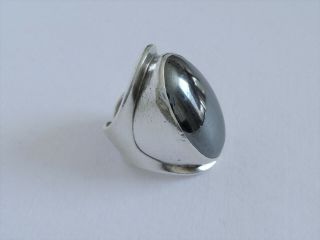 Vintage Bent Knudsen Sterling Silver & Hematite Ring - Bent K,  Denmark 1960 ' s 3