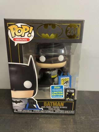 Sdcc 2019 Funko Pop Heroes Batman With Sdcc Bag 284 W/ Protector