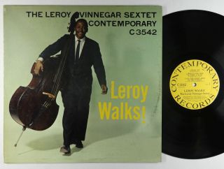 Leroy Vinnegar Sextet - Leroy Walks Lp - Contemporary - C3542 1st Press Mono Dg