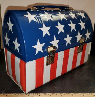 Vintage Aladdin Industries American Flag Metal Lunch Box No Thermos