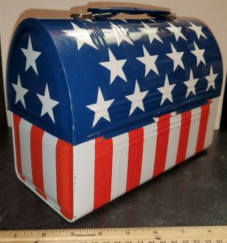 Vintage Aladdin Industries American Flag Metal Lunch Box NO Thermos 2