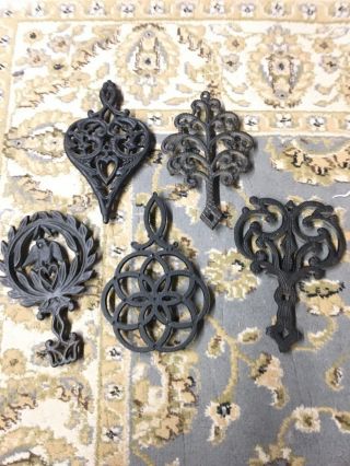 5 Wilton Cast Iron Trivets Tree Of Life Butterfly Eagle Large Size