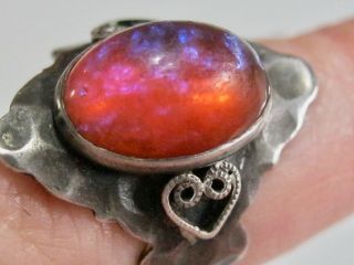 ANTIQUE 1920 ' S ARTS & AND CRAFTS HAMMERED STERLING SILVER DRAGONS BREATH RING 2
