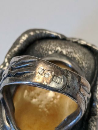 LARGE Vintage Sterling Baltic Eggyolk Amber Ring Size 7 1/2 3