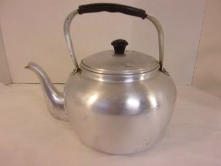 Vintage Chue Chin Hua Aluminum Large 20 Cm Tea Pot Kettle Bakelite Handle & Knob