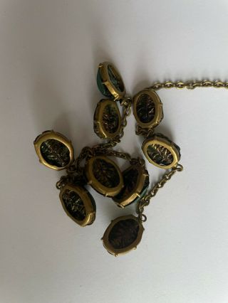 ANTIQUE VICTORIAN EGYPTIAN REVIVAL NINE SCARAB BEETLE NECKLACE 2