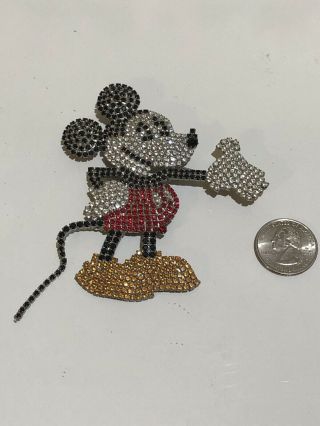 Vintage Butler And Wilson Disney Mickey Mouse Brooch Pin Crystal Full Body 4”