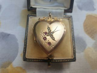 Antique 9ct Gold Front And Back Heart Locket