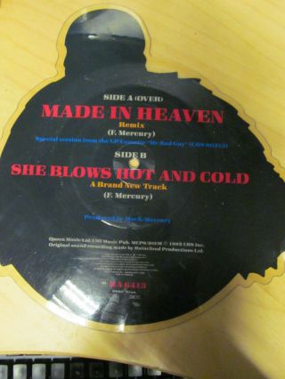 Queen Freddie Mercury Made In Heaven Shaped Picture Disc 1985