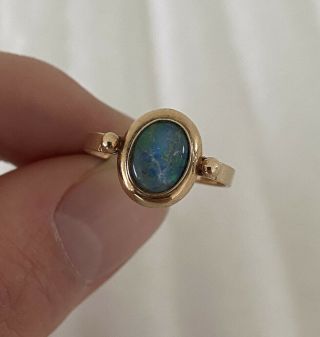 14ct Gold Black Opal Doublet Vintage Ring 14k 585