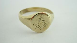 Vintage 9ct Gold Masonic Ring H/mkd 1981 Uk Size U - 4.  3 Grms Hg&s