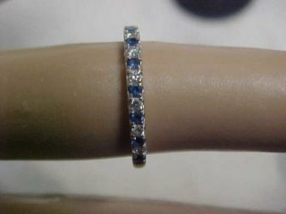 Estate.  48ctw Natural Blue Sapphire & Diamond Band - Ring 14k White Gold Sz4.  25
