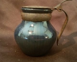 Vintage Rorstrand Sweden Minuture Syrup Pitcher,  Deep Blue,  Rusty Top Farmhouse