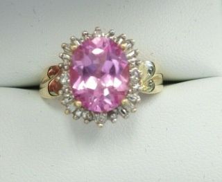 Vintage Oval Pink Ice & Diamond.  20 Carats 10 Karat Gold Ring Sz 7