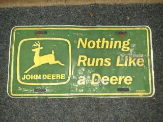 Vintage John Deere Logo Metal License Plate 1950 - 60 