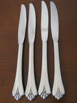 Oneida Community Royal Flute Stainless Steel Flatware 9 " Dinner Knives Set Of 4