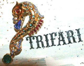 Pristine Trifari Tm Signed Jeweled Sea Serpent Pin Marked 1996 - No Wear And Exc