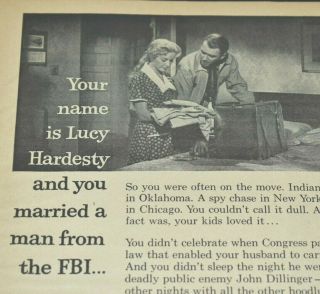 1959 Vintage Print Ad The Fbi Story James Stewart Vera Miles Movie Promo Page