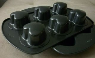 Wilton Heart Mini Metal Cake Pans (2) - 6 Molds Per Baking Pan - Non Stick 2