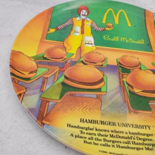 1989 Vintage McDonald ' s Hamburger University Ronald McDonald Melamine Plate 9 