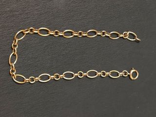 Vintage 14k Gold 14 Karat Charm Bracelet 5.  7g Scrap Or Not 7.  5 Inches Long