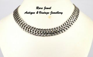 Vintage Taxco Mexican Sterling Silver Chain Modernist 15 3/4 "