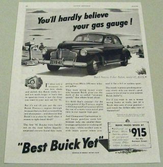1941 Print Ad Buick Special 4 - Door Sedan Model 47 $1,  021