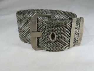 Vintage Sterling Silver Mesh Belt Buckle Bracelet