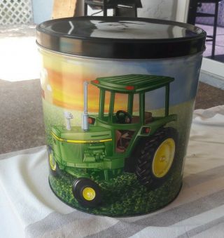Vintage John Deere Tractor Popcorn Tin Pre - Owned Empty