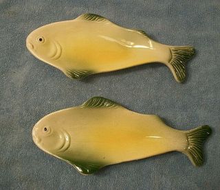 Vintage Fish Spoon Rests Cabin Decor Green And Yellow Made In Brazil