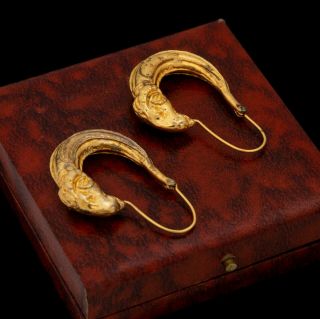 Antique Vintage Nouveau Style Sterling Silver Gold Wash Etruscan Earrings 23.  1g