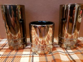 Set Of 3 Vintage Snap On Chrome Drinking Glasses & Coffee Cup - Socket Look -