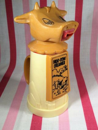Kitschy 1960s Moo Cow Creamer Plastic Pitcher Whirley Industries Mouth Pourspout