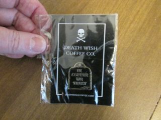 Death Wish Coffee Enamel Tack Pin In Coffee We Trust In Package