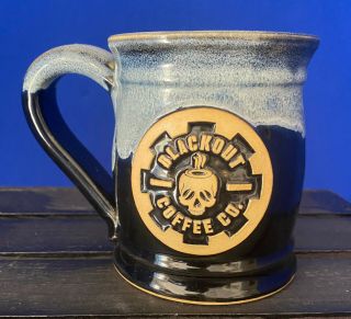 Blackout Coffee Company Skull Mug - Handmade In Usa By Grey Fox Pottery